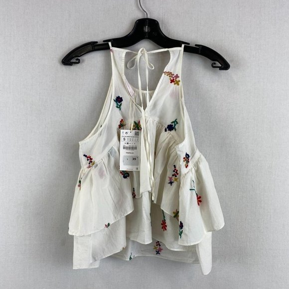 ZARA TRAFALUC White Embroidery Top NWT - Picture 6 of 8